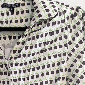 Pretty Vacant Shirt, White/Green/Brown, US 8 (Modcloth)